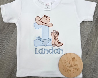 Personalized My First Rodeo Cowboy Shirt | Embroidered Western Birthday Toddler Tee