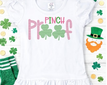Embroidered Pinch Proof Girls St. Patricks Day Shirt