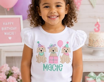 Personalized Puppy Birthday Shirt | Embroidered Dog Party Outfit for Girls