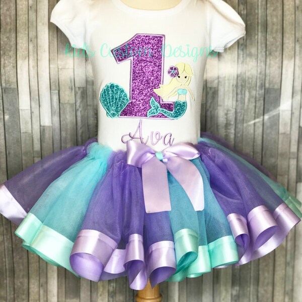 Mermaid Birthday Outfit, Mermaid Party Outfit, Mermaid Party Tutu, Birthday Girl Outfit, Mermaid Party Shirt
