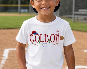 Boys Baseball Shirt, Game day Name Shirt, Toddler Custom shirt