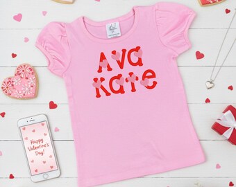 Personalized Valentines Day Shirt, Girls Embroidered Shirt