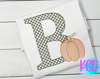 Embroidered Pumpkin Monogram Kids Fall Shirt