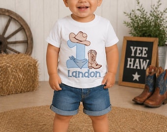Personalized My First Rodeo Cowboy Shirt | Embroidered Western Birthday Toddler Tee