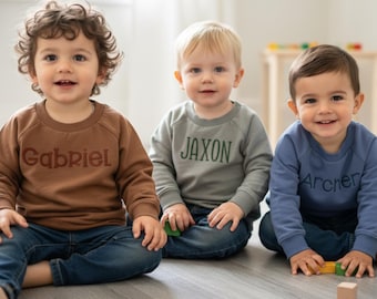 Personalized Embroidered Name Sweatshirt - Custom Name Crewneck - Personalized Organic Cotton - Sweater