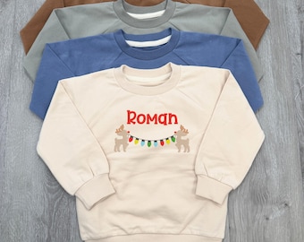 Personalized Embroidered Christmas Sweatshirt, Organic Cotton Kids Crewneck