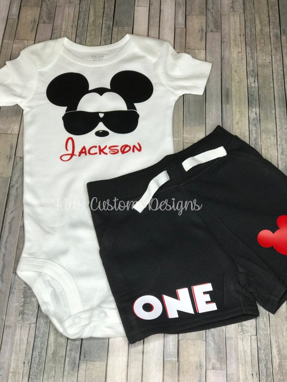 mickey mouse first birthday onesie