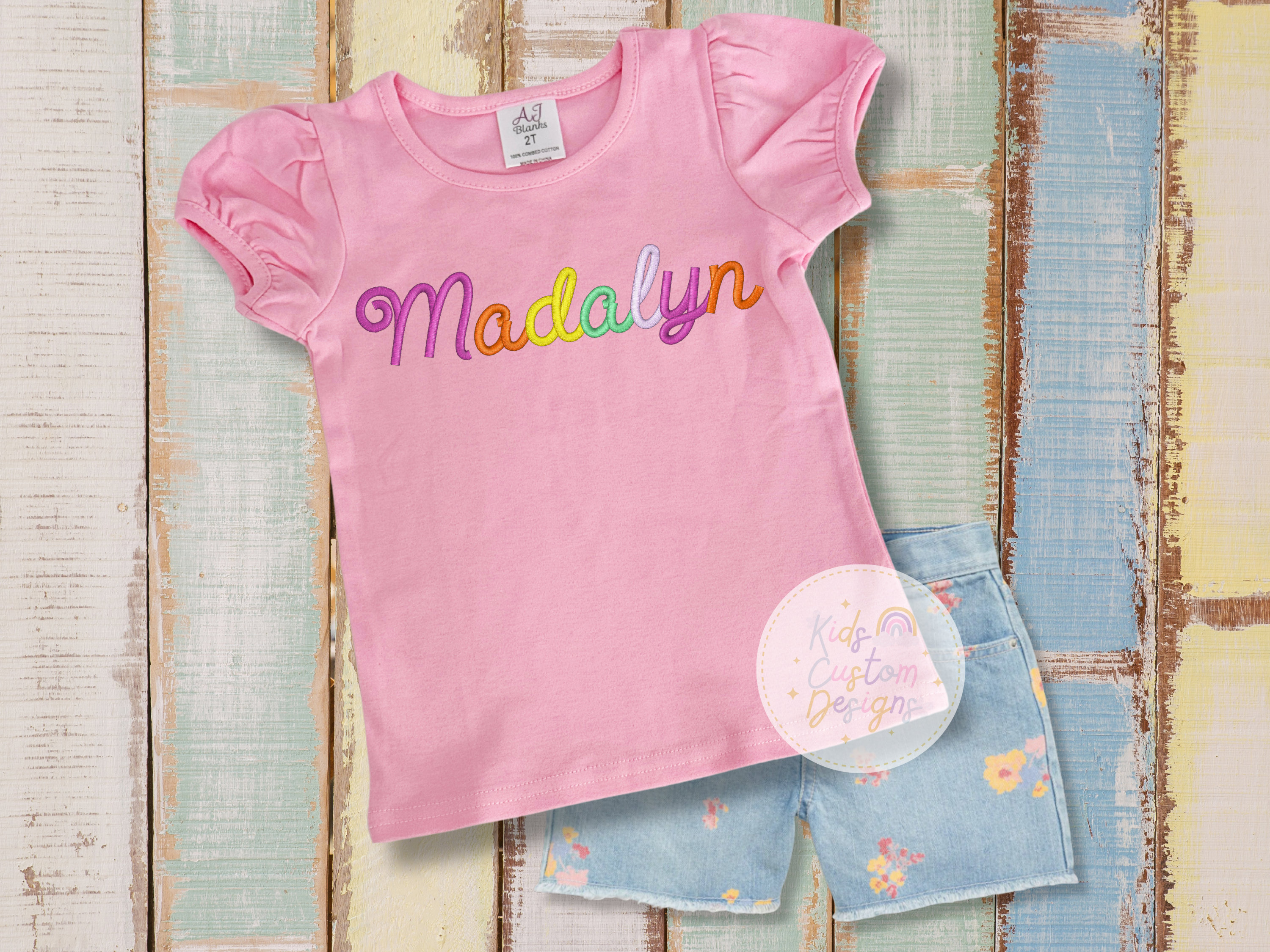 Girls personalized shirt, embroidered girls name shirt, Personalized Kids Shirt, Custom kids name tee, Rainbow name