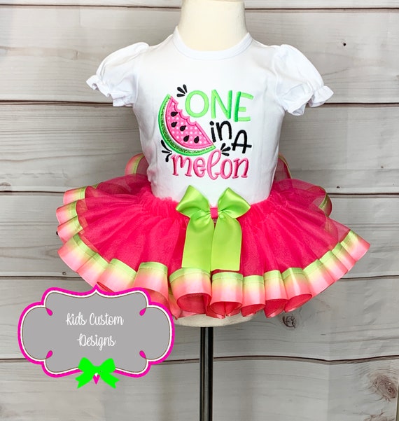 one in a melon first birthday outfit