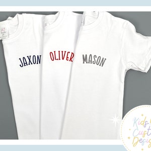 Boys Monogram Shirt, Children&#39;s embroidered shirt, custom name tee, Chest Monogram
