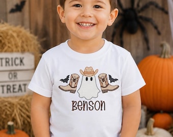 Personalized Cowboy Ghost Shirt | Spooky Western Halloween Outfit for Kids