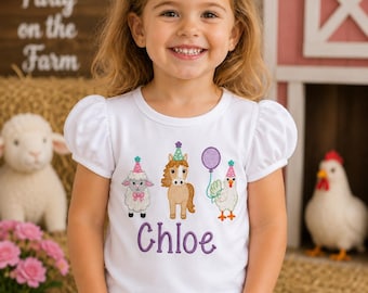 Personalized Farm Animal Birthday Shirt | Custom Barnyard Outfit for Girls