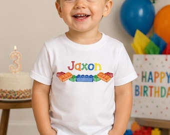 Boys Block Birthday Shirt, Toddler Personalized top