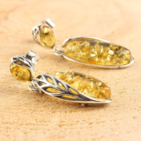 Baltic Lemon Amber Drop Earrings Baltic Lemon Amber Drop Earrings