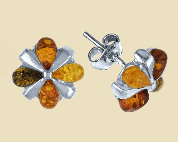 Baltic Amber Sun Flower Brooch Pin Lemon Yellow Sterling Silver Baltic Amber Sun Flower Brooch Pin Lemon Yellow Sterling Silver