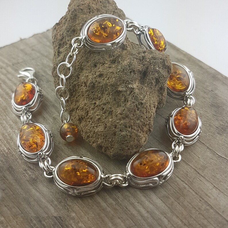 Sterling Silver Genuine Baltic Honey Amber Bracelet Ideal Longer Bracelet or Shorter Extender for Beautiful Bracelet