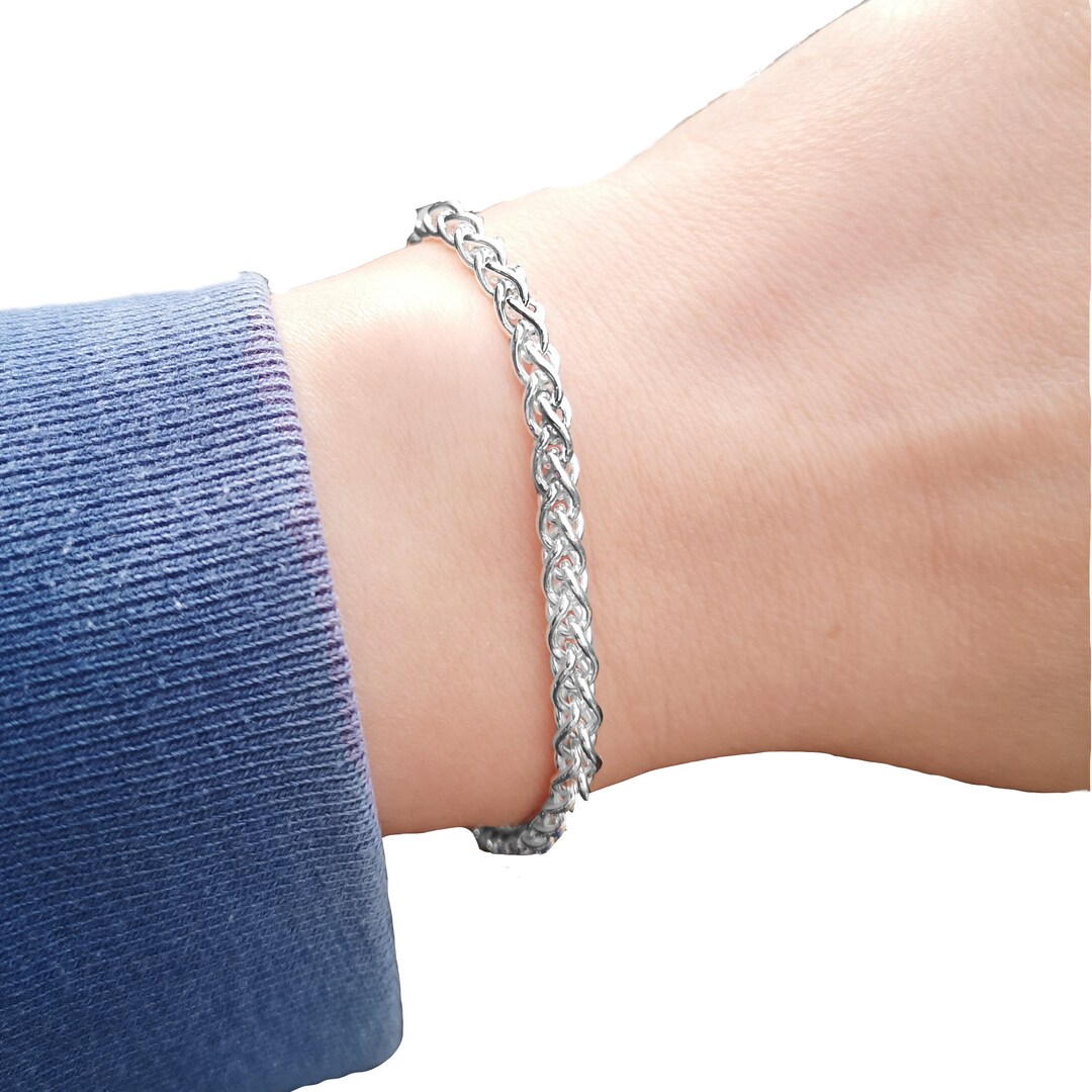 Elegant Sterling Silver Spiga Women\'s Bracelet 7 1/2, 3mm Weight 6os Sterling Silver Spiga Bracelet 1.3mm 6.5 main image 2