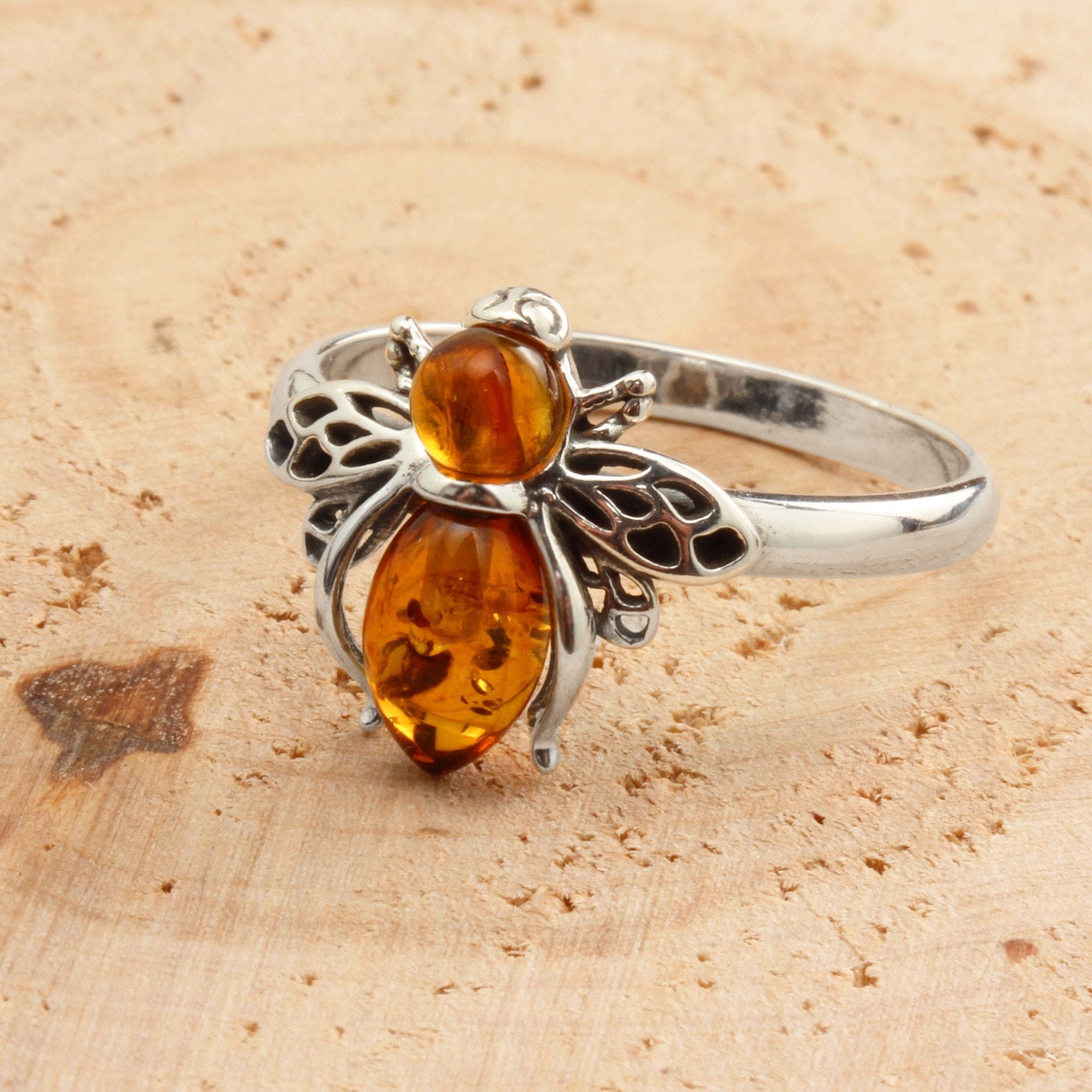 Amber Bee Ring Etsy