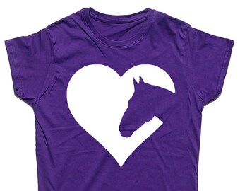 Heart Horses Fitted Cotton Horse Riding / Equestrian T Shirt Top