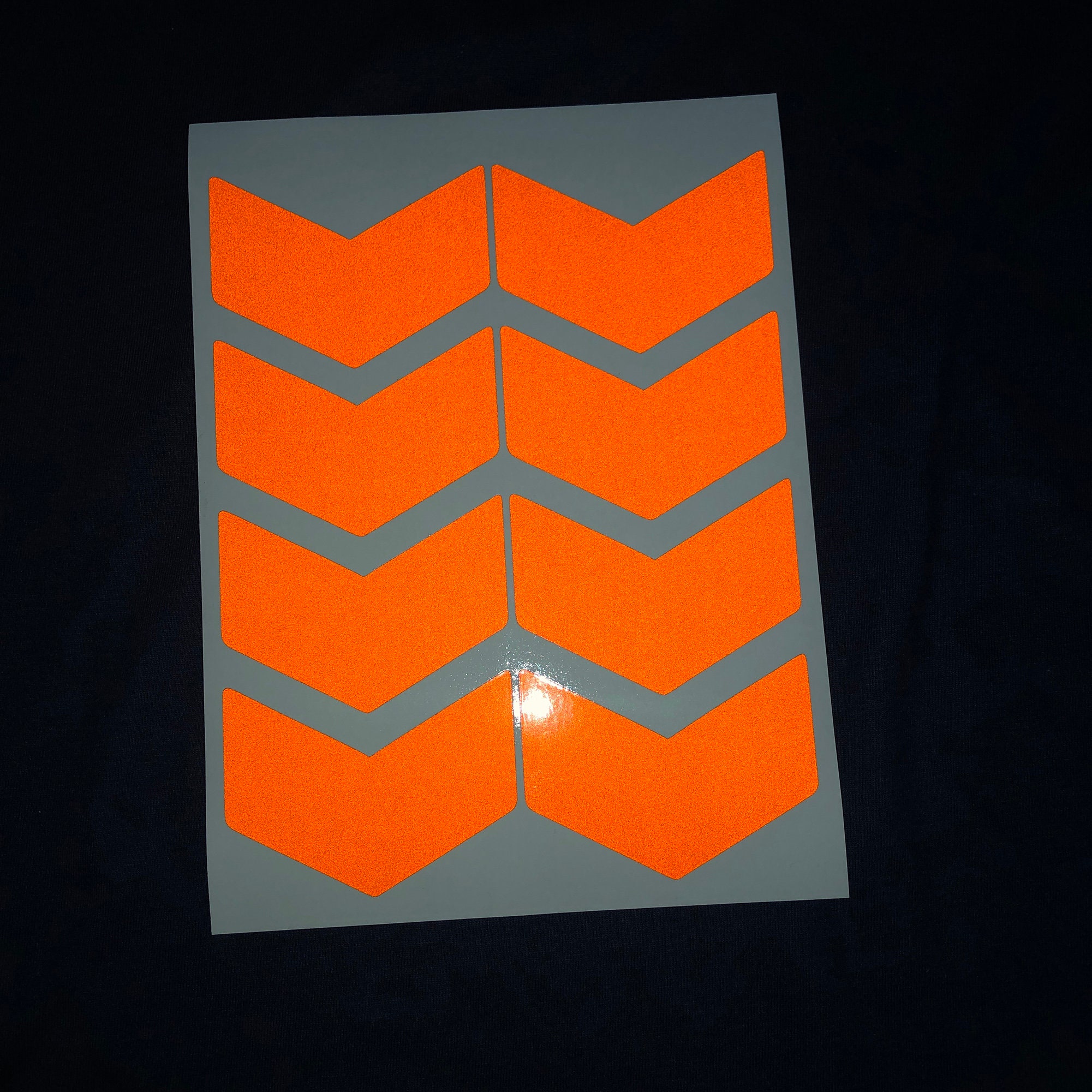 Reflective Stickers 3 Inch ORANGE Chevrons (x8) Die-Cut Vinyl Decals - Motorcycle Car Bike Motorbike Caravan Trailer Motorhome Camper Truck