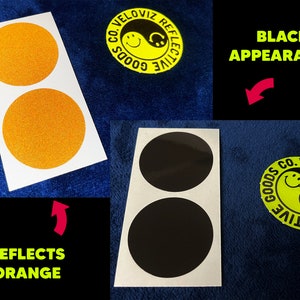 Veloviz Black STEALTH Reflective Amber Orange Motorcycle Fork Reflector Stickers ROUND