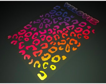 Veloviz REFLECTIVE Leopard Print A4 Die-Cut Bike Stickers Decals - Super Fade