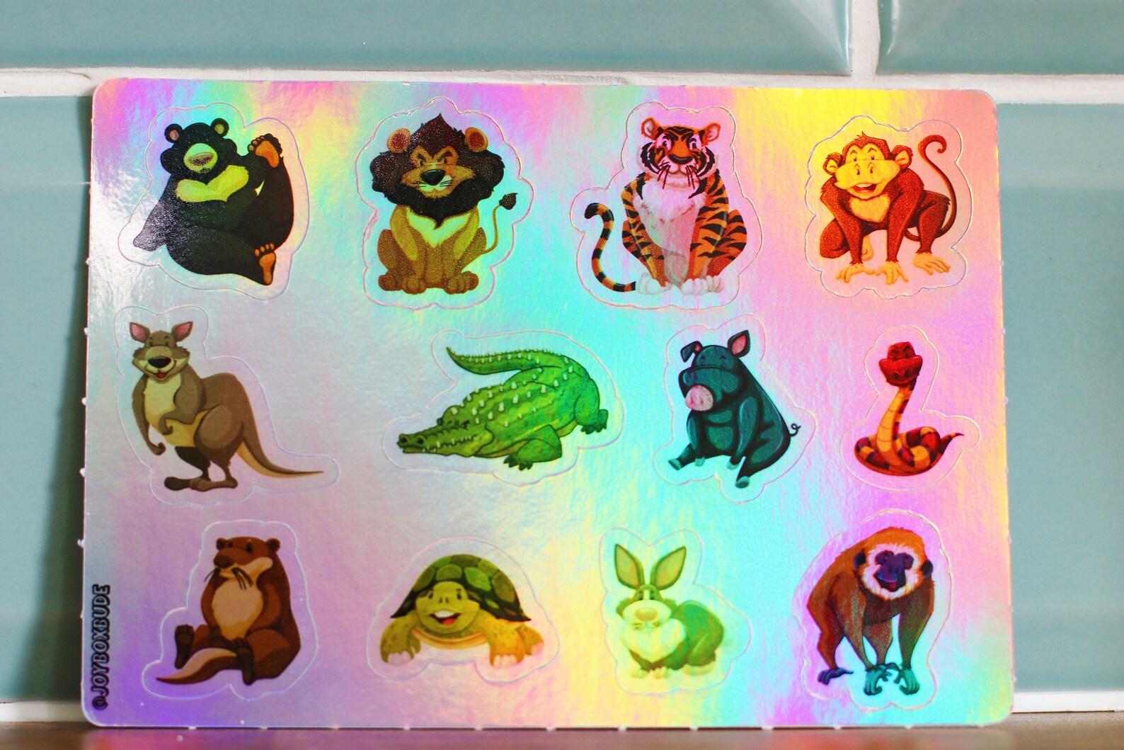 Jungle Animal Holographic Self Adhesive Peel Away Sticker Etsy