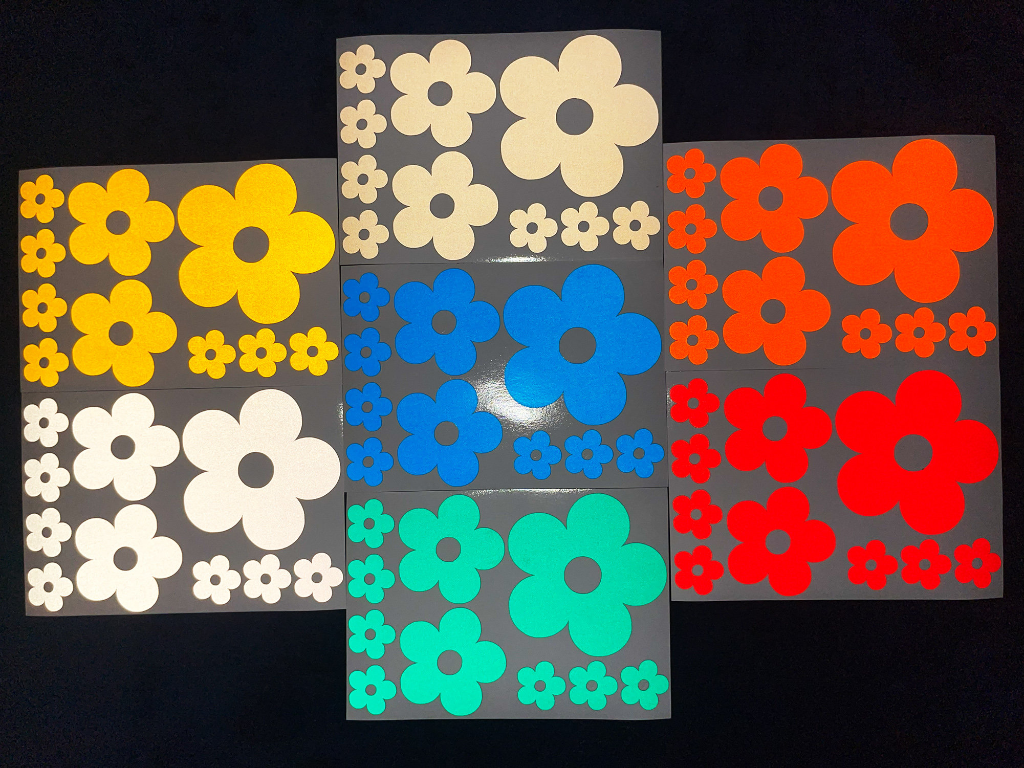 Veloviz Reflective Flower (Assorted) Die-Cut Vinyl Cargo Bike Stickers Decals