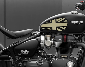 Union Jack Tank Sticker Decal Accessory For Triumph Bobber Speedmaster - Gold Etch (Design A)