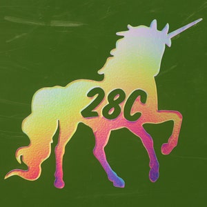 Unicorn Wheelie Bin House Number Sticker Rainbow *effect*