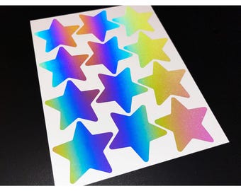 Pegatinas reflectantes para bicicleta con forma de estrella (medianas) y arcoíris brillante