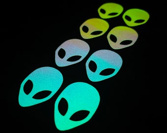 OPAL Glow In The Dark ALIEN Head Stickers XS - Peel and Stick Decal for Wall Art, Planner, Diary, Phone, Car, Teacher, journal