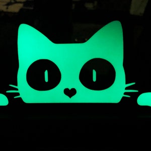 Glow in the Dark Peeping Peeking Cat Kitten Funny Car Window Bumper Sticker Decal 14cm