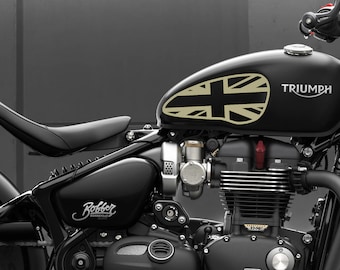 Union Jack Tank Sticker Decal Accessory For Triumph Bobber Speedmaster - Gold Etch (Design D)