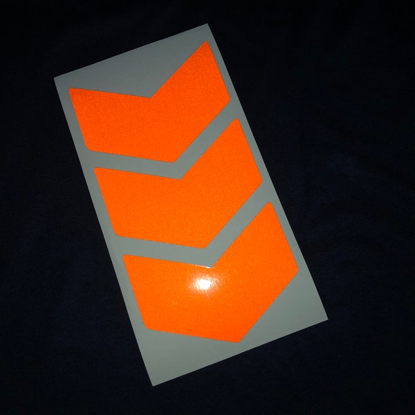 Reflective Stickers 4 Inch ORANGE Chevrons (x3) Die-Cut Vinyl Decals - Motorcycle Car Bike Motorbike Caravan Trailer Motorhome Camper Truck