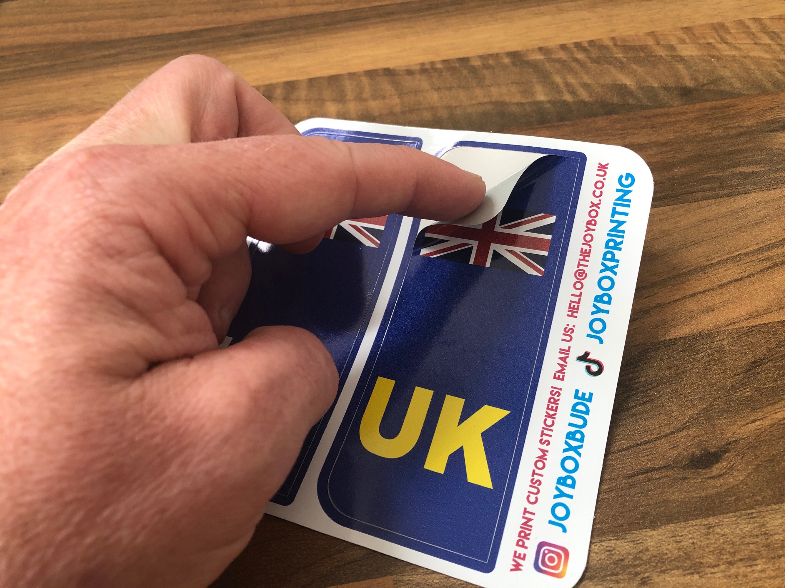 UK Car Rear & Number Plate Sticker Twin Pack - EU / Union Jack Design, Glossy Vinyl
