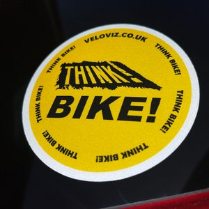 REFLECTIVE Think Bike ROUND Motorcycle Road Safety Car Window Bumper sticker