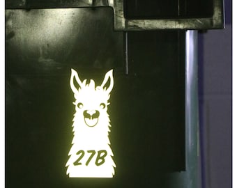 Reflective Llama Wheelie Bin House Number Sticker