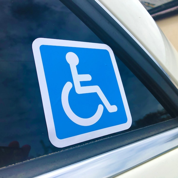 2x Disabled Blue Mobility Badge Holder Printed Vinyl Car Sticker Decal