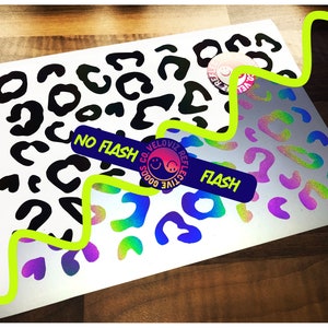 Reflective Rainbow Bright Black A4 Leopard Print Bike Stickers