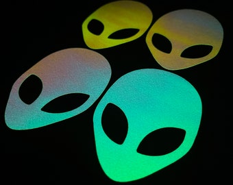 OPAL Glow In The Dark ALIEN Head Stickers MEDIUM - Peel and Stick Decal for Wall Art, Planner, Diary, Phone, Car, Teacher, journal
