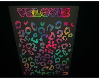 Veloviz REFLECTIVE Leopard Print A4 Die-Cut Cargo Bike Stickers Decals - Pastel Geo