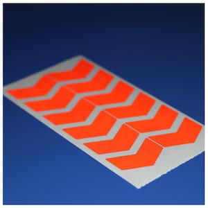 RED Reflective 2 Inch Chevrons (x12) Die-Cut Vinyl Stickers Decals - Motorcycle Car Bike Motorbike Caravan Trailer Motorhome Camper Truck