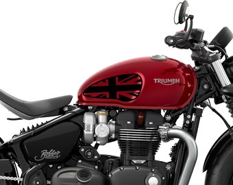 Union Jack Tank Aufkleber Zubehör für Triumph Bobber Speedmaster - Schwarz (Design C)