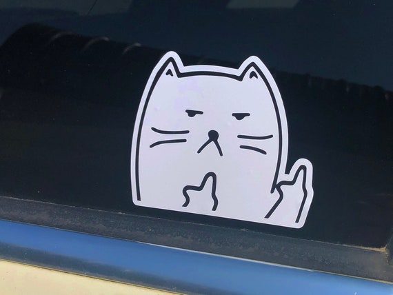 Autoaufkleber Katze Mittelfinger