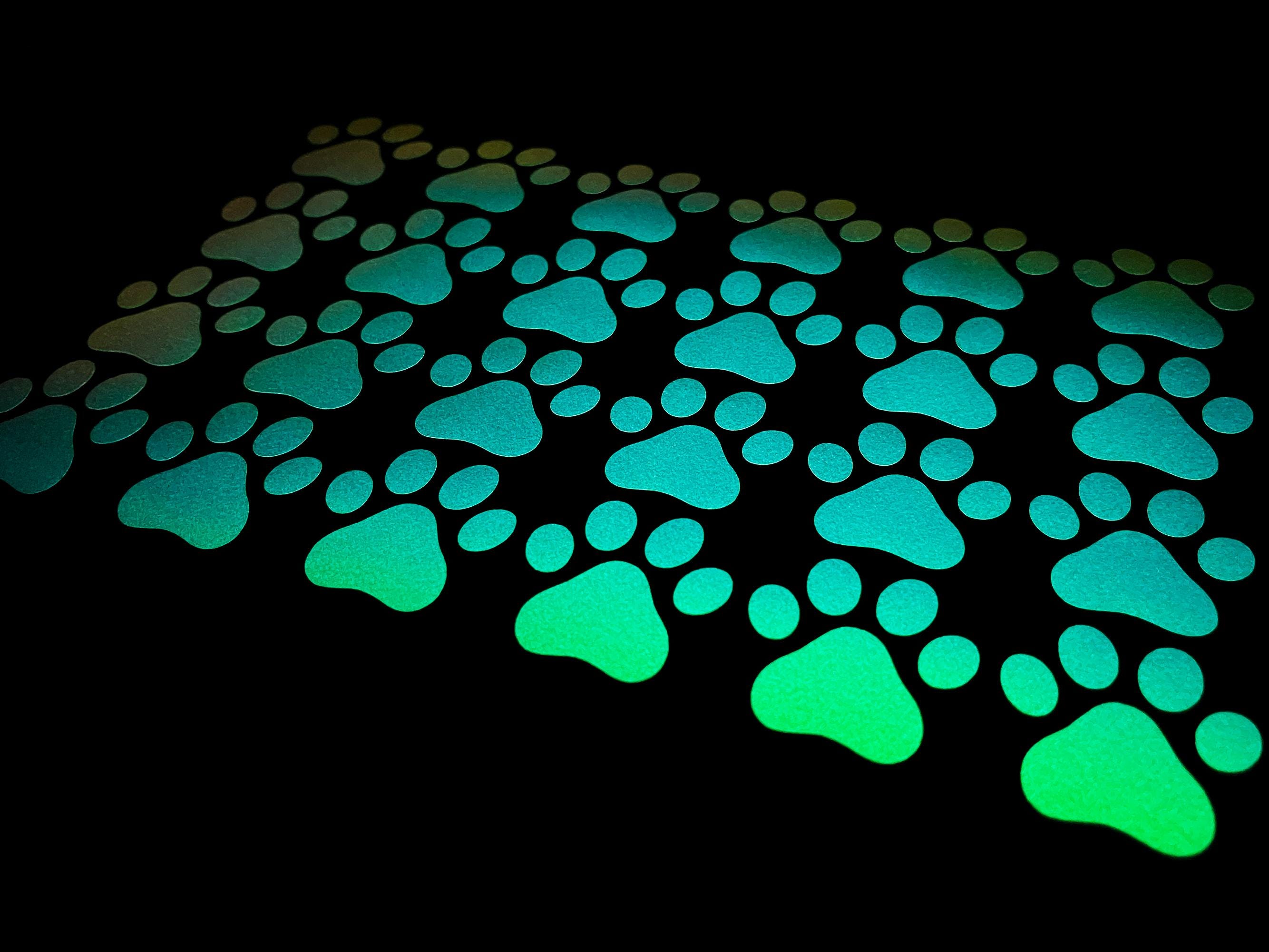 OPAL Glow In The Dark PAW PRINT A4 Sheet Stickers Peel Stick Light Switch Cat Dog Animal