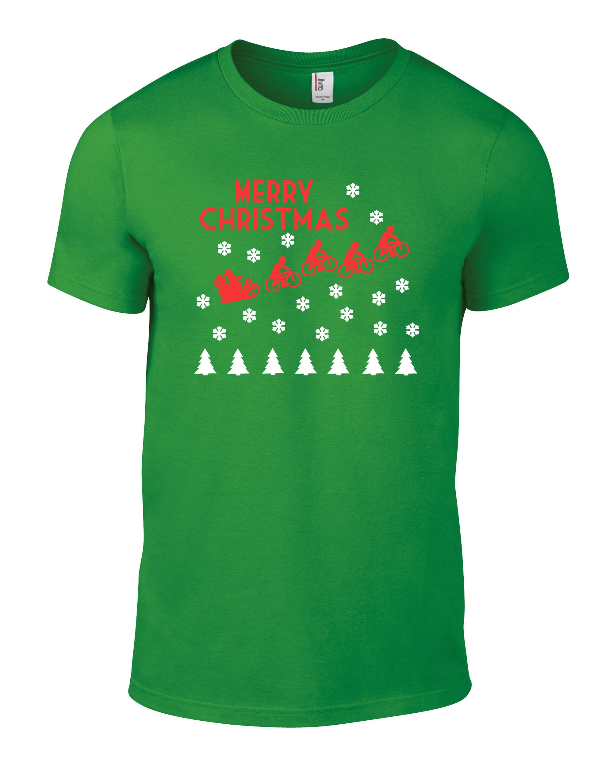 Image of Merry Christmas | Bike Cotton Mens Cycling Xmas T Shirt Top