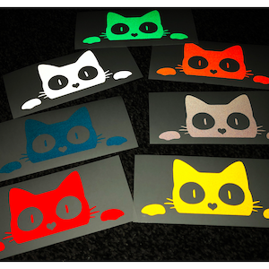 Veloviz Reflektierende Peeping Peeking Katze Die-Cut Vinyl Cargo Bike Aufkleber