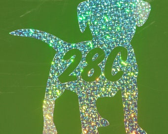Puppy Dog Wheelie Bin House Number Sticker Sparkle *effect*