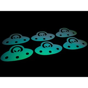 Alien UFO OPAL Glow In The Dark Sticker (Small) - Peel and Stick!